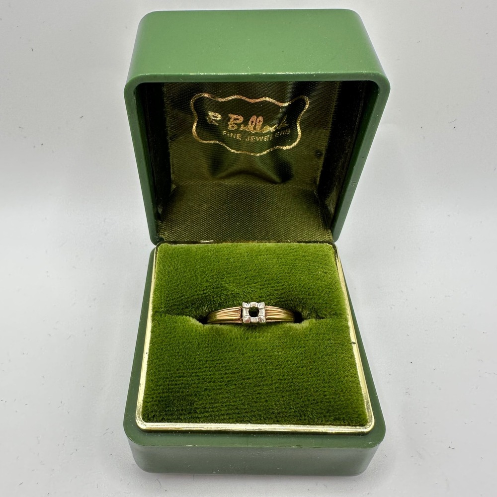 Vintage 14K Yellow Gold Ring Band Setting No Stone Illusion Mount Art Nouveau